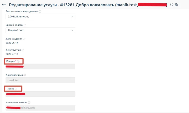 Скрин 3. Детали виртуального сервера. 